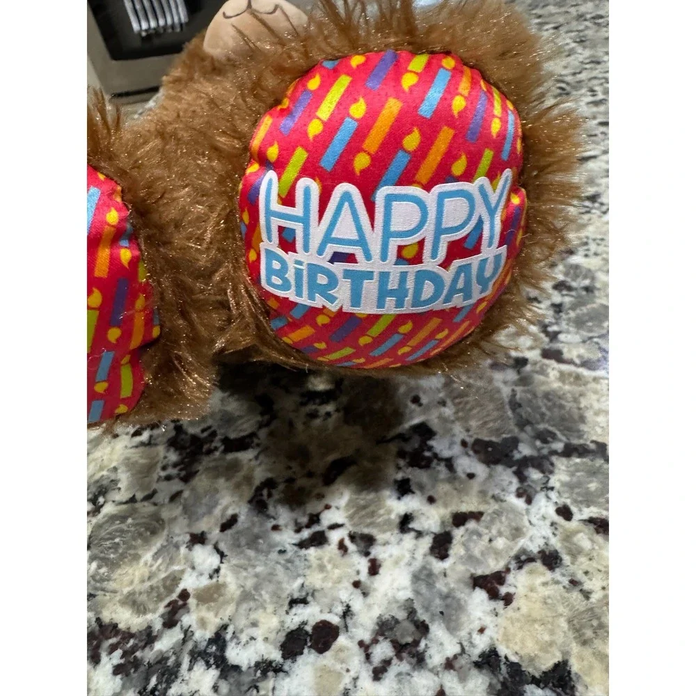 Build-A-Bear Workshop Happy Birthday Brown Plush Teddy Bear 16 Inch Shaggy Fur